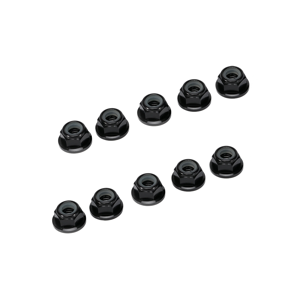 M5 Anodized Aluminum Flange Nylon Lock Nut - 20Pcs
